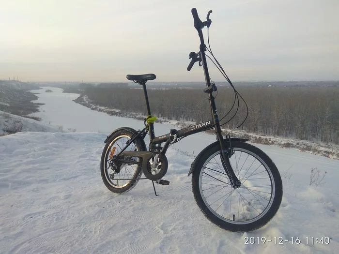 First attempt at riding a folding bike in winter - My, A bike, Cycling