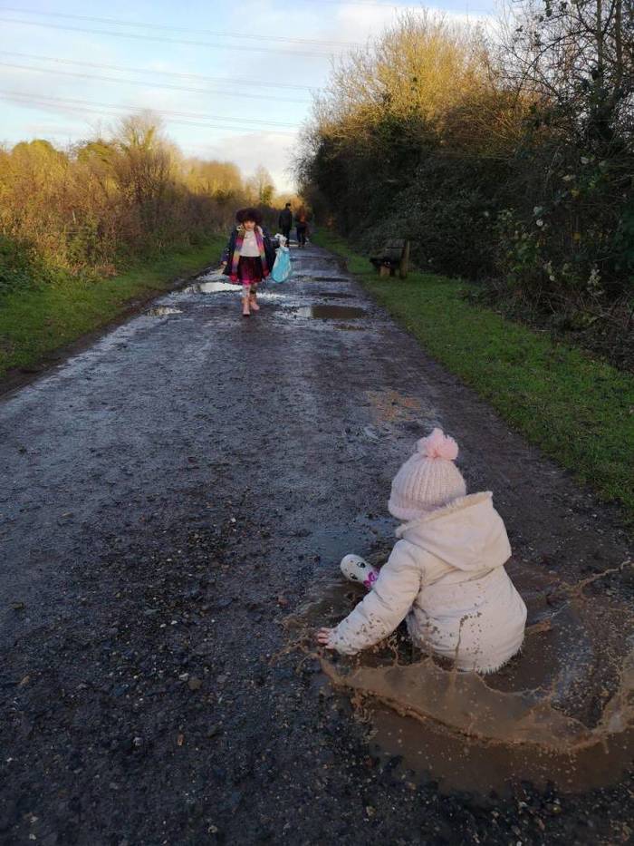 There was a white jacket, but it became... - Children, The fall, Puddle, Jacket, The photo, Fall