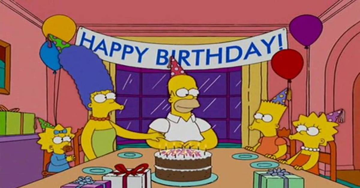 C f b day. День рождения Гомера Симпсона. Барт симпсон с днем рождения. Симпсоны юбилей. Симпсоны поздравление с днем рождения.