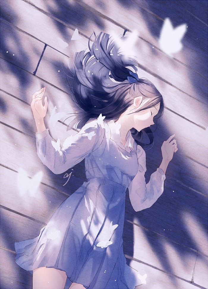 Butterfly , Anime Art, Original Character, , , Ajimita, Pixiv, 