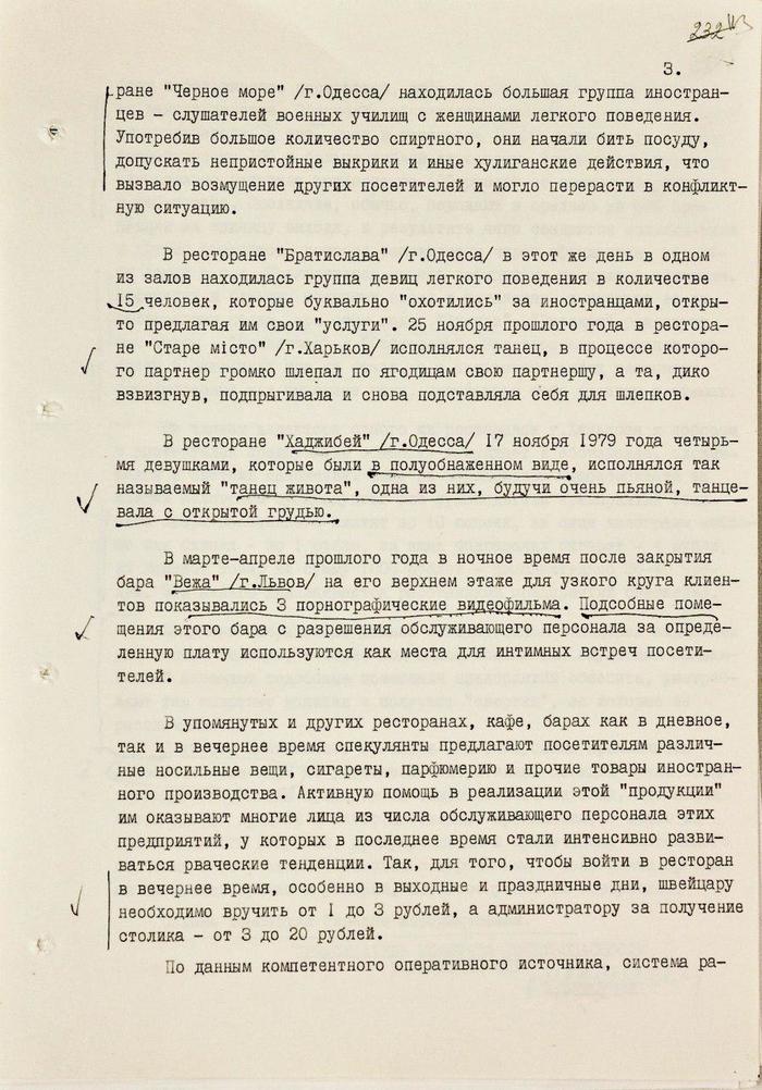 Нездоровая обстановка в ресторанах ,1980 КГБ, Архив, 1980, Ресторан, УССР, Длиннопост