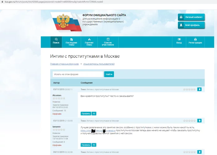 Bus.gov.ru is a storehouse of information about useful services! - Intimacy, Prostitutes, Russia, Public services