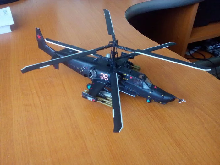 Star of the nineties. - My, Stand modeling, Aircraft modeling, Prefabricated model, Ka-50, Helicopter, Longpost