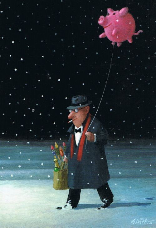 New Year's Gerhard Gluck - Art, Drawing, Caricature, New Year, A selection, Gerhard Gluck, Longpost