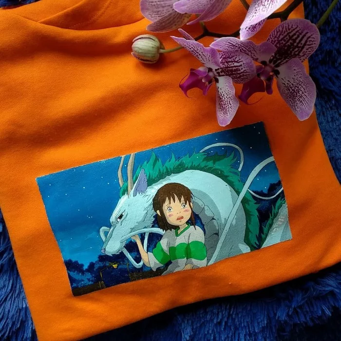 Spirited Away - My, Anime, Hayao Miyazaki, Painting on fabric, Handmade, With your own hands, Painting, Needlework without process