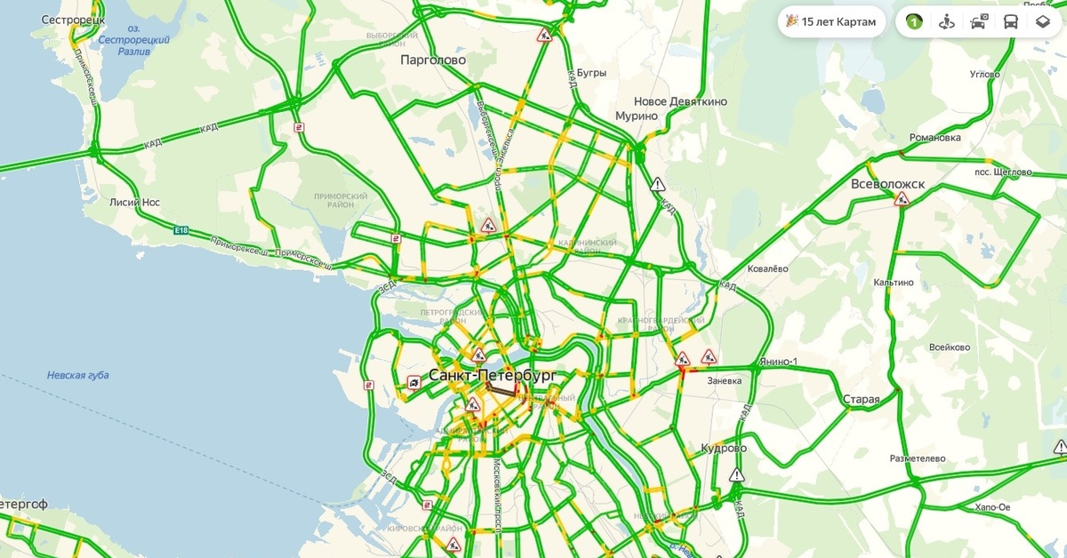 Карта санкт петербурга пробки онлайн сейчас