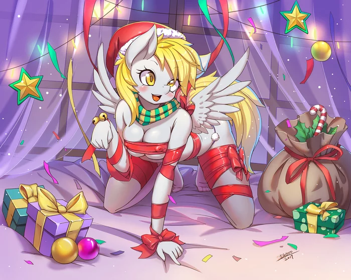 Merry Christmas - NSFW, My Little Pony, Derpy Hooves, MLP Suggestive, Антро