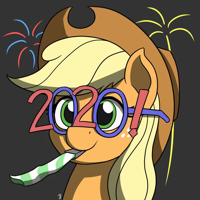 New Year's Joka - My little pony, PonyArt, Applejack, Mkogwheel