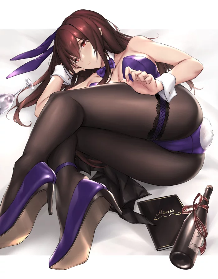 Bunny Scathach - NSFW, Аниме, Арт, Anime Art, Fate, Fate Grand Order, Scathach, Bunnysuit, Pixiv