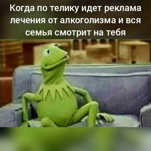 А что такого-то? - Семья, Подстава, Лягушонок Кермит, Алкоголизм, Картинка с текстом, Алкоголь