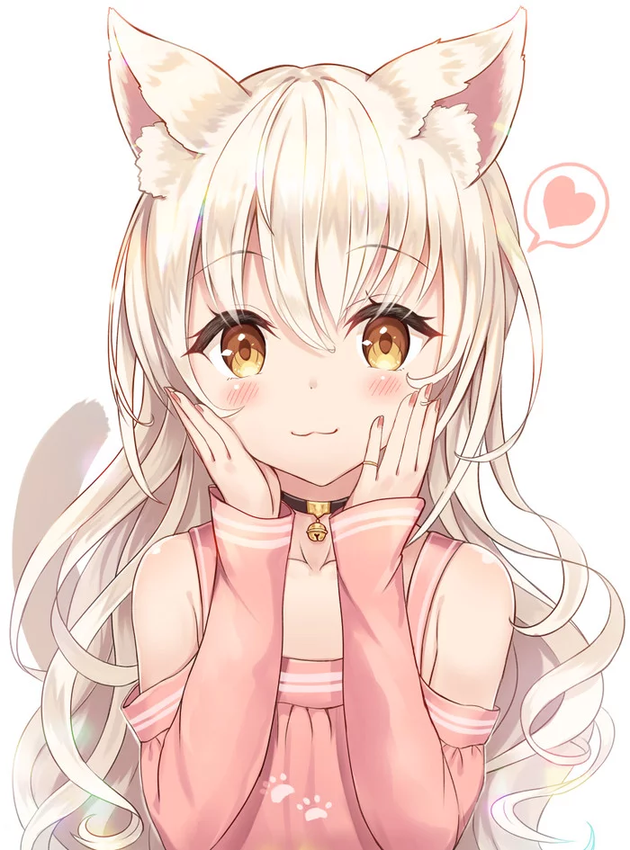 You're so cute, brother :o - Art, Anime, Milota, Neko, Loli, Anime art, Original character, Animal ears