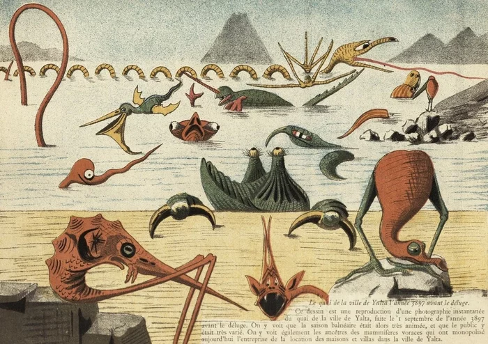 Yalta embankment before the Flood - Paleontology, Humor, Caricature, global flood, Yalta, Prehistoric animals