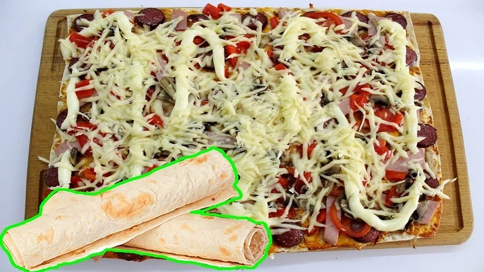 Lavash pizza in the oven. Quick step by step recipe - My, Recipe, Pizza, Cooking, Lavash pizza, Food, Preparation, Longpost