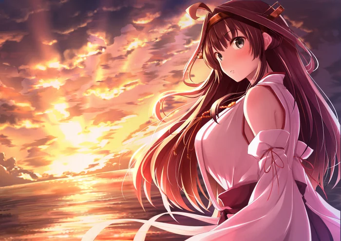 Sunset - Kantai collection, Anime, Anime art, Kongou