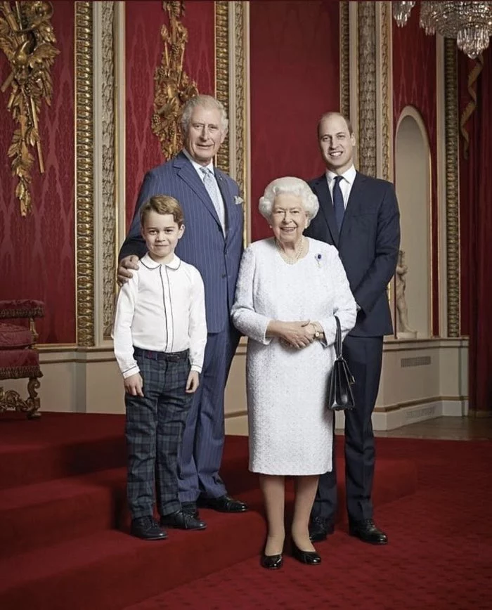 With the advent of 2020, Kensington Palace presented a new official photo of Queen Elizabeth II with the main heirs to the throne - Queen Elizabeth II, King Charles III (Prince Charles), Heirs, Prince William, Prince George, The photo