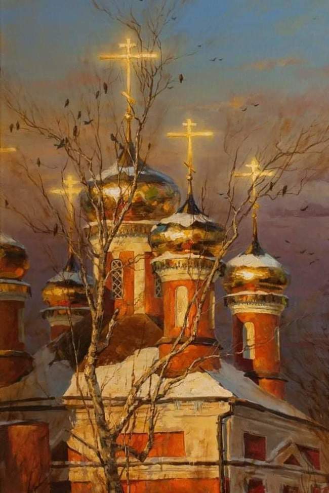 Merry Christmas dear friends - Christmas, Church, Painting