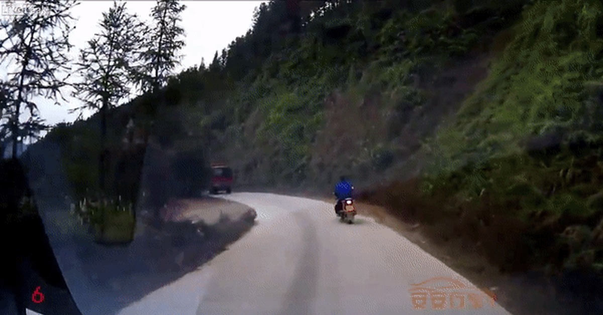 Reaction - Motorcyclists, Dodged, China, GIF