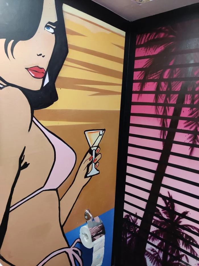 Decorating a toilet in one of the bars in Chelyabinsk - My, The photo, Gta, Bar, Chelyabinsk, Design, Longpost