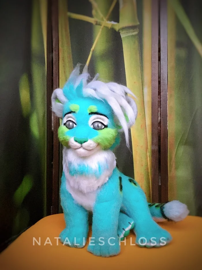 Cartoon leopard - My, Dry felting, Author's toy, Sculpture, Needlework without process, Longpost