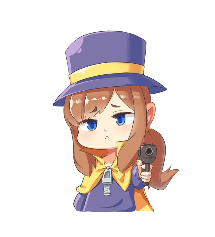 Hat and Guns - A hat in Time, Anime art, Longpost, Anime