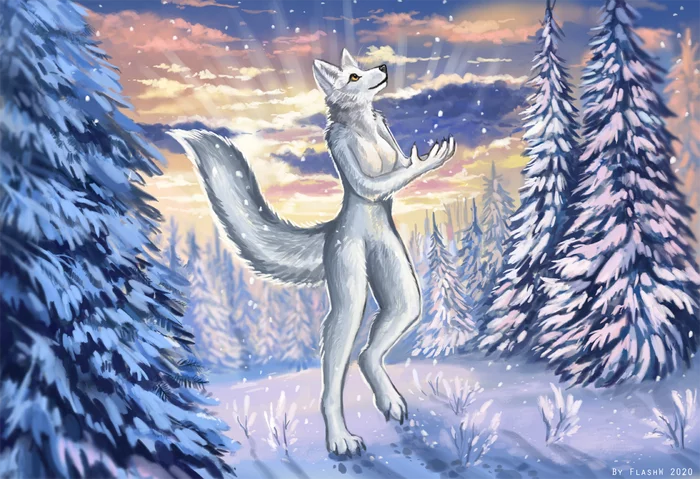 Winter - Furry, Anthro, Art, Furry edge, Flashw