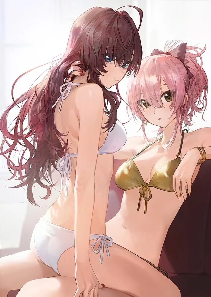 Friends~ - NSFW, Idolmaster Cinderella Girls, Shiki ichinose, Jougasaki mika, Anime art, Anime, Yuri, The idolmaster, Swimsuit