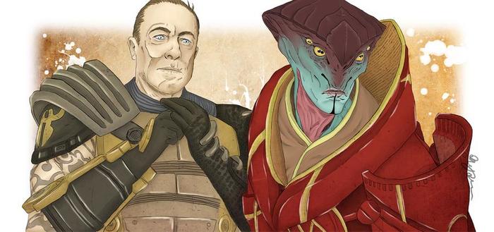 Javik and Zaeed - Mass effect, Zaid Massani, Javik, Art, Drawing