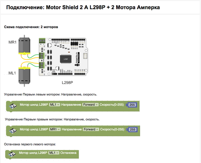 Motor Shield 2  L298P Arduino / Ardublock Arduino, Ardublock, 
