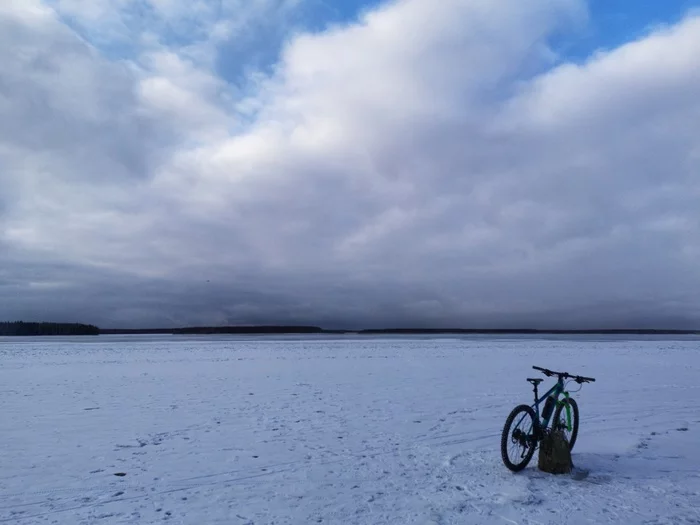 Along the beaches of the Uchinsky reservoir - My, A bike, Winter, Longpost