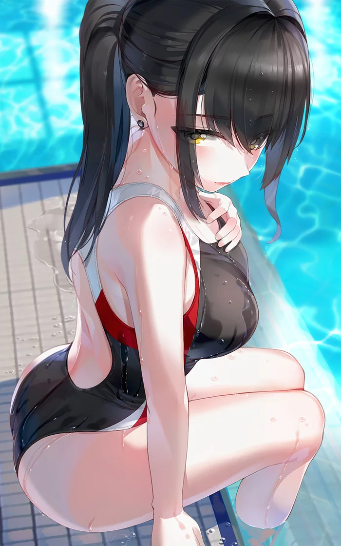 Anime Art - NSFW, Anime, Anime art, Original character, Kfr, Swimsuit, Breast, Swimming pool