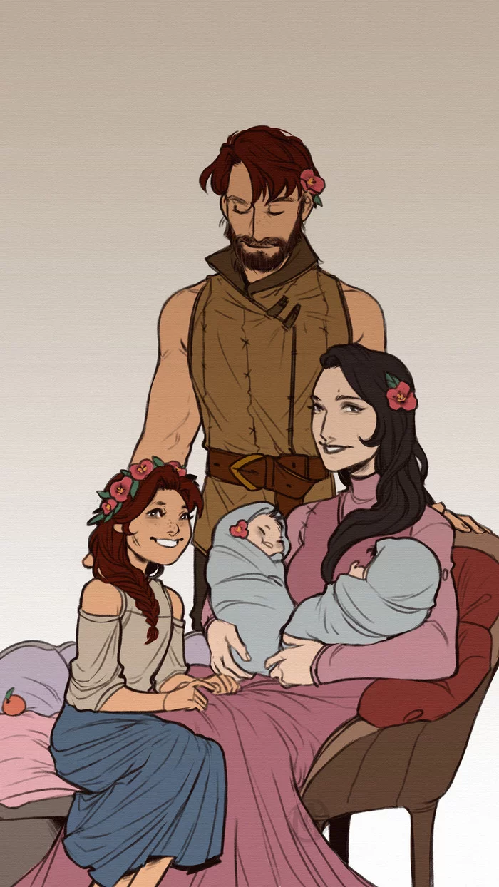 Hawk family - Art, Games, Dragon age, Dragon age 2, Hawk, Family, Longpost