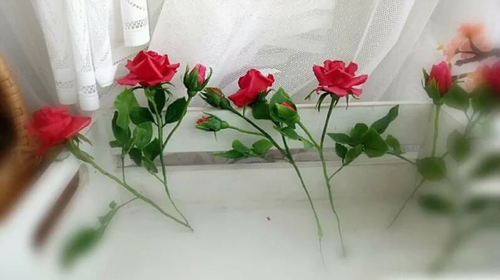 Handmade roses - My, the Rose, Flowers, Presents, Handmade, Longpost, Needlework without process