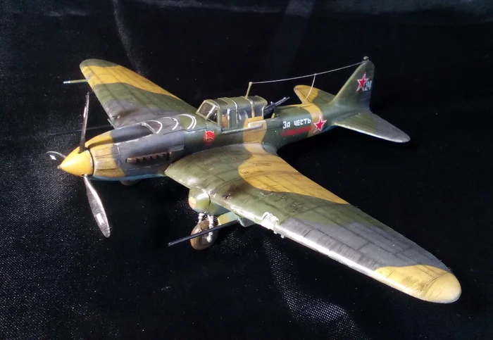 Thunderstorm of the Panzers. Ilyushin Il-2 with NS-37 guns - My, Stand modeling, Aircraft modeling, Prefabricated model, The Second World War, IL-2, Airbrushing, Longpost, Attack aircraft