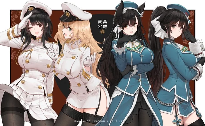 Atago and Takao - Anime, Anime art, Azur lane, Kantai collection, Crossover, Atago, Takao