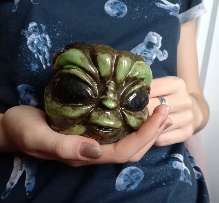 Baby Yoda mug - My, Ceramics, Video, Grogu