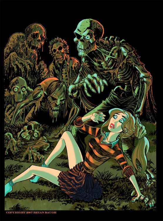 Retro horror posters by Bryan Baugh - NSFW, Girls, Horror, Monster, Aliens, Zombie, Poster, Longpost