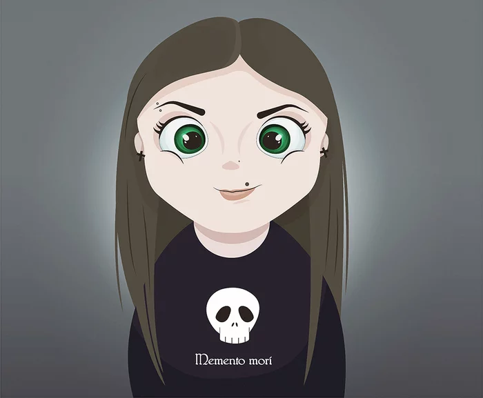 Girl Nadya - My, Illustrations, Gothic, Self-portrait, Art, Drawing, Girl, Images, Vector graphics