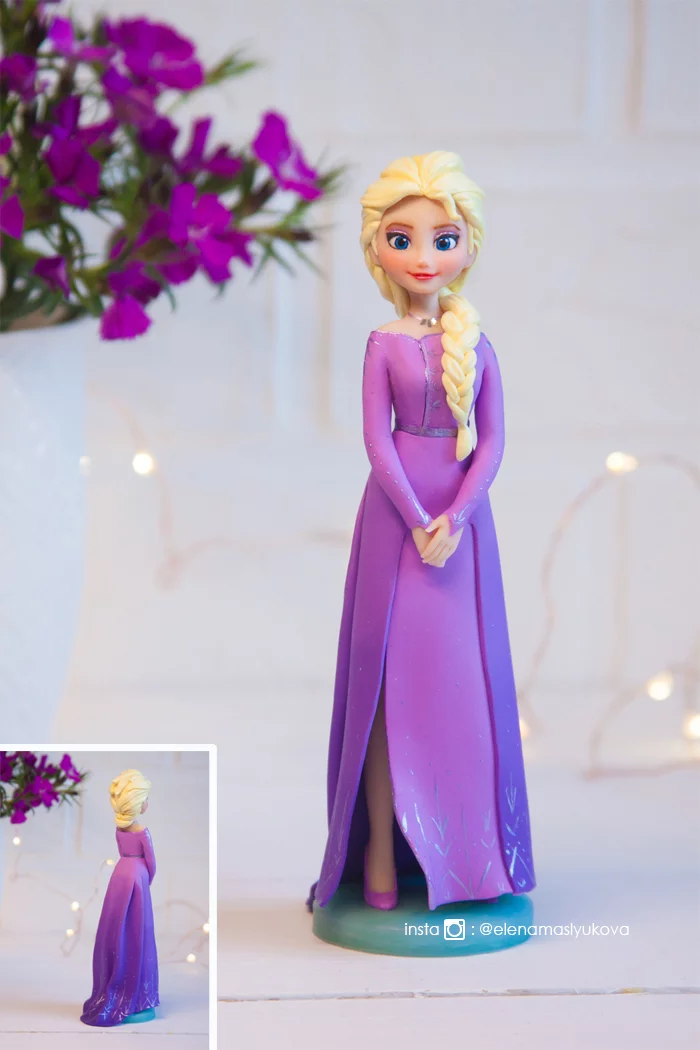 Elsa from the cartoon Frozen 2 - My, Elsa, Cold heart, Figurine, Polymer clay, Needlework without process