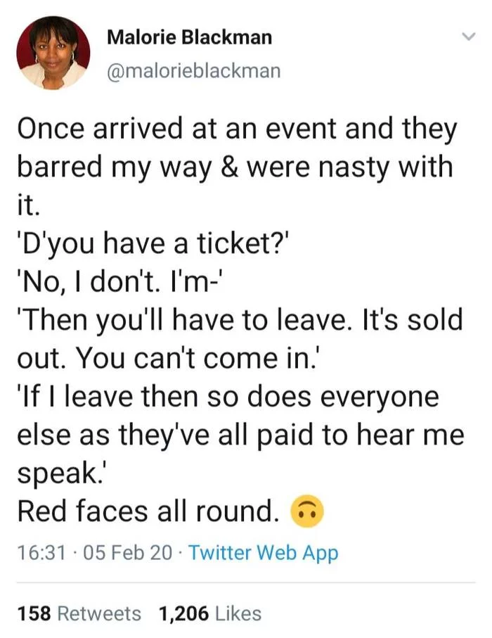 Famous British writer: entry to her own event is prohibited without a ticket - Writers, Event, Tickets, Embarrassment, Twitter, Translated by myself