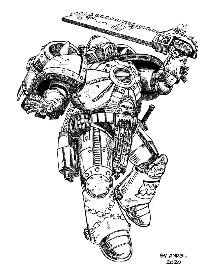 Heresy World Eater - My, Wh Art, Warhammer 40k, Horus heresy, , Chaos, Chaos space marines, World eaters, Astra Militarum