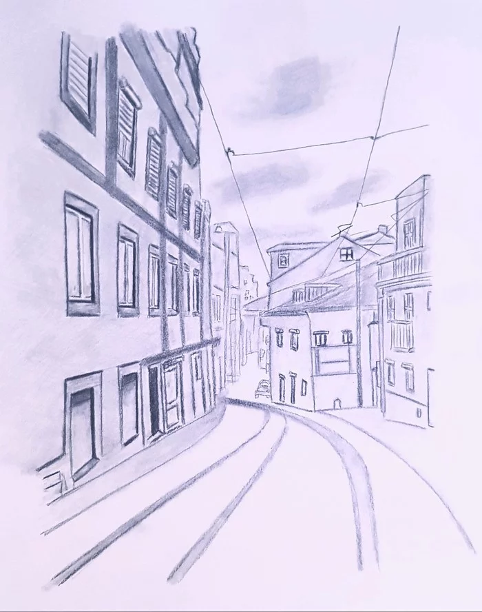 Walk - My, The street, Pencil drawing, Sketch