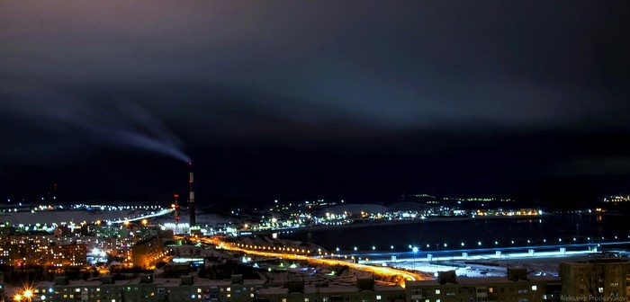 Murmansk at night - My, The photo, Night, Murmansk, Nikon d90