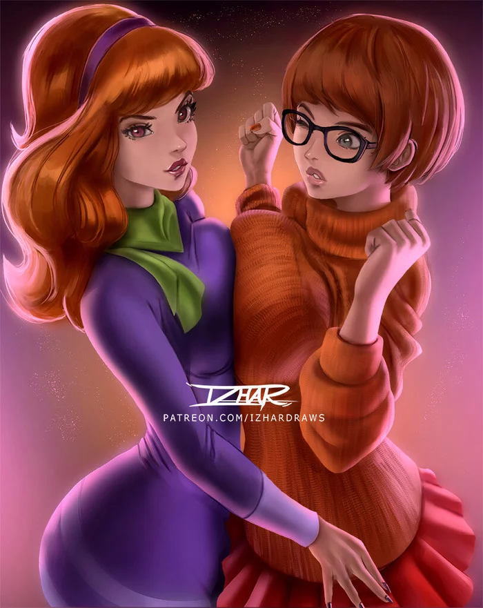 Daphne and Velma - Art, Drawing, Girls, Velma Dinkley, Scooby Doo, Daphne Blake