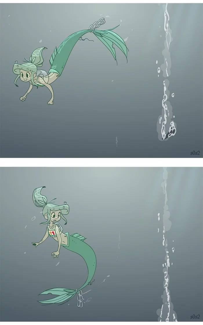 Someone else's treasure - Zomcom, The Little Trashmaid, S0s2, Mermaid, Comics, Crossover, Longpost