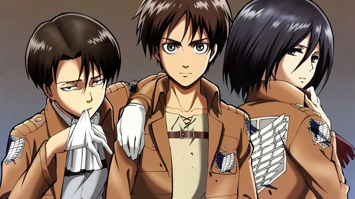 Леви,Эрен и Микаса-мои любимые герои Атаки Титанов - Аниме, Attack on titan, Levi Ackerman, Eren Yeager, Anime Art, Mikasa Ackerman