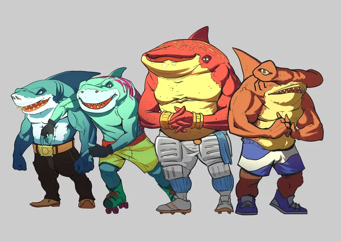 Street Sharks. Fan art - My, Art, Fan art, Street Sharks, Cartoon characters, Drawing, Digital drawing