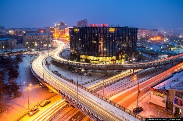 Winter time lapse - Ulan-Ude, Buryatia, Evening, Winter