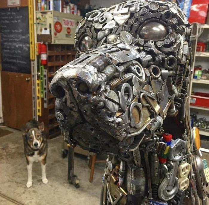 Serious dog - Dog, Sculpture, Spare parts, Bolt, screw