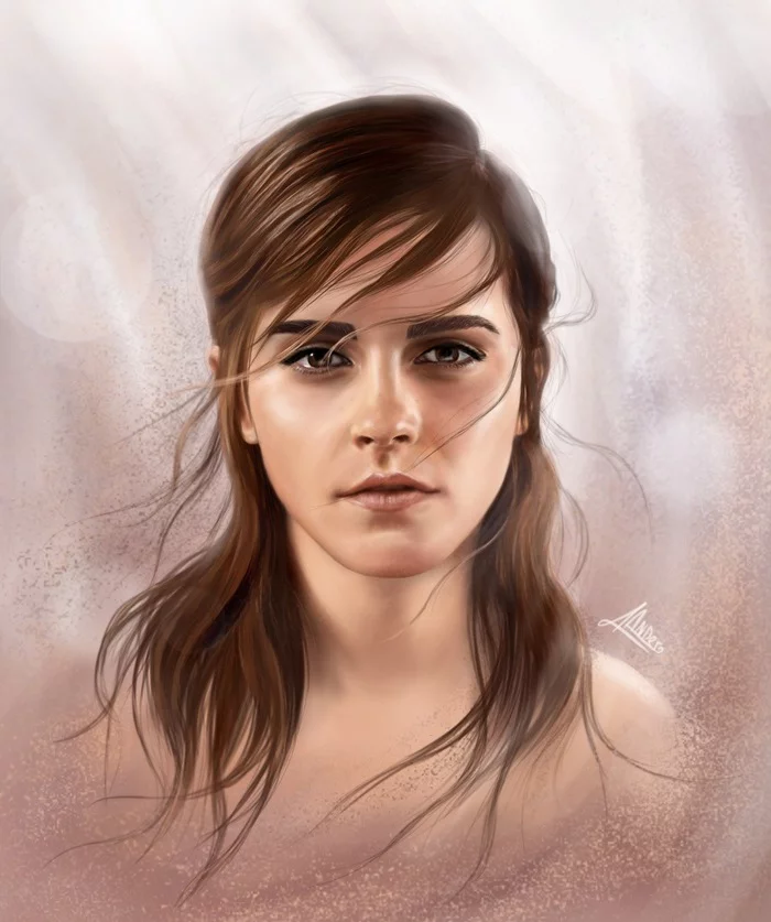 Emma - My, Emma Watson, Digital drawing, Portrait, Actors and actresses, Celebrities, Girls