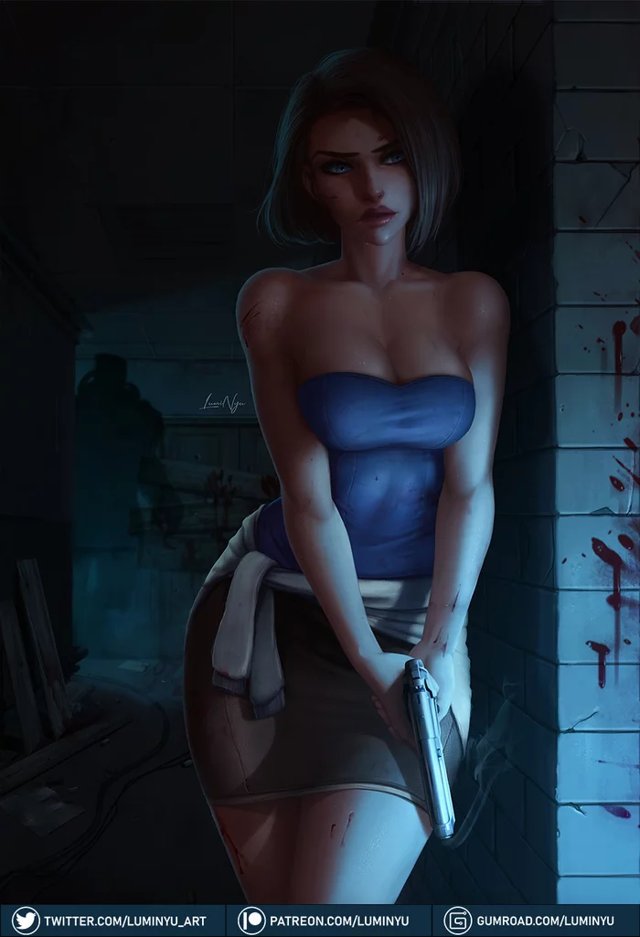 Jill Valentine - Art, Drawing, Resident evil, Capcom, Jill valentine, Pistols, Games, Luminyu